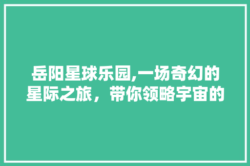 岳阳星球乐园,一场奇幻的星际之旅，带你领略宇宙的奥秘