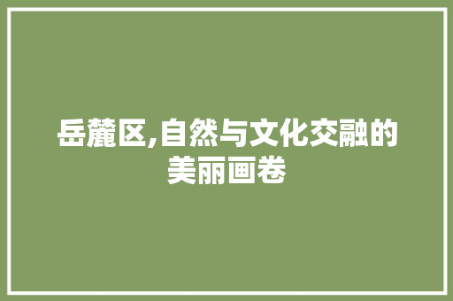 岳麓区,自然与文化交融的美丽画卷