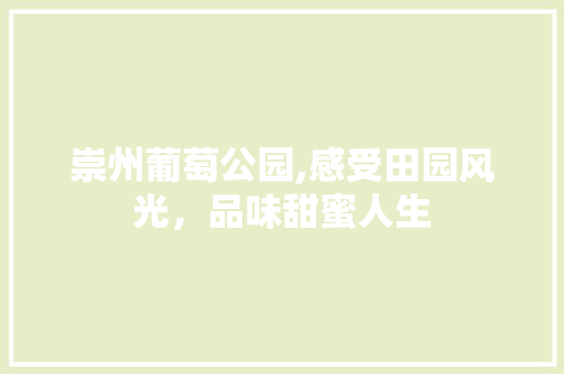 崇州葡萄公园,感受田园风光，品味甜蜜人生