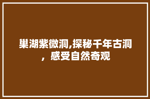 巢湖紫微洞,探秘千年古洞，感受自然奇观