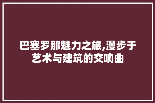巴塞罗那魅力之旅,漫步于艺术与建筑的交响曲  第1张