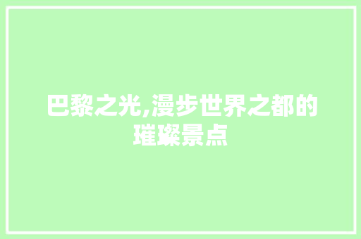 巴黎之光,漫步世界之都的璀璨景点