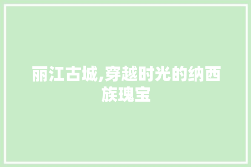 丽江古城,穿越时光的纳西族瑰宝  第1张