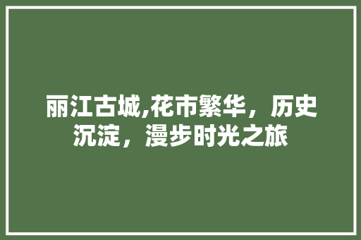 丽江古城,花市繁华，历史沉淀，漫步时光之旅
