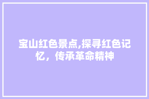宝山红色景点,探寻红色记忆，传承革命精神
