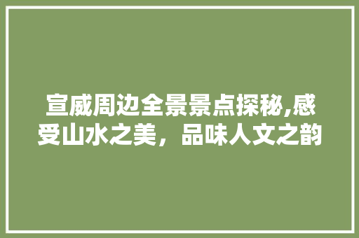 宣威周边全景景点探秘,感受山水之美，品味人文之韵
