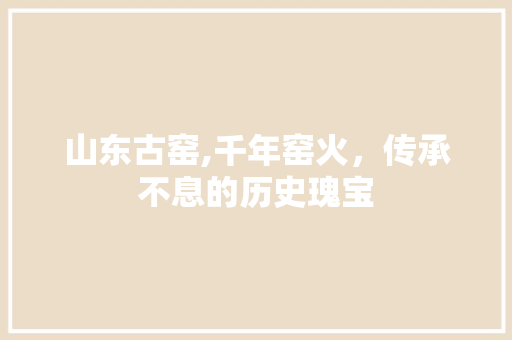 山东古窑,千年窑火，传承不息的历史瑰宝