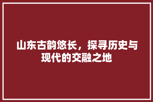 山东古韵悠长，探寻历史与现代的交融之地