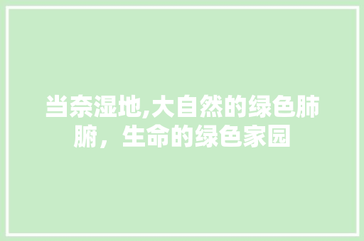 当奈湿地,大自然的绿色肺腑，生命的绿色家园