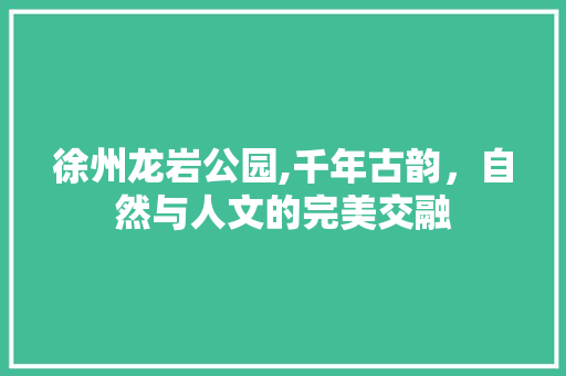 徐州龙岩公园,千年古韵，自然与人文的完美交融