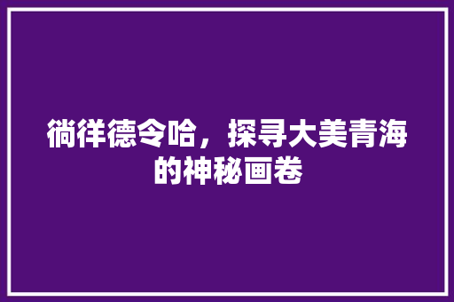 徜徉德令哈，探寻大美青海的神秘画卷
