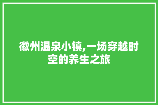 徽州温泉小镇,一场穿越时空的养生之旅