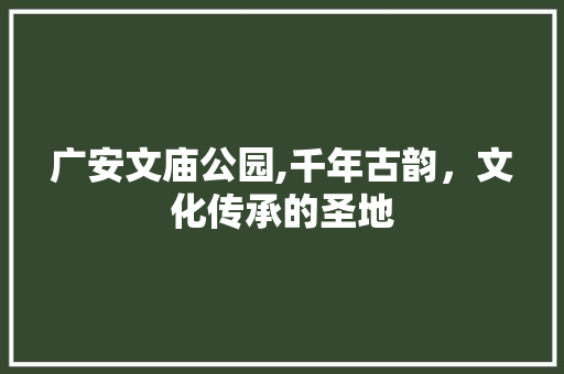 广安文庙公园,千年古韵，文化传承的圣地
