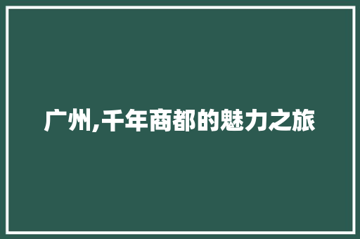 广州,千年商都的魅力之旅