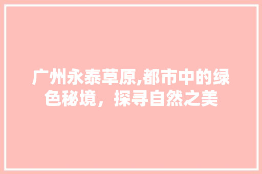 广州永泰草原,都市中的绿色秘境，探寻自然之美