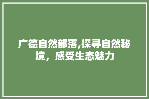 广德自然部落,探寻自然秘境，感受生态魅力