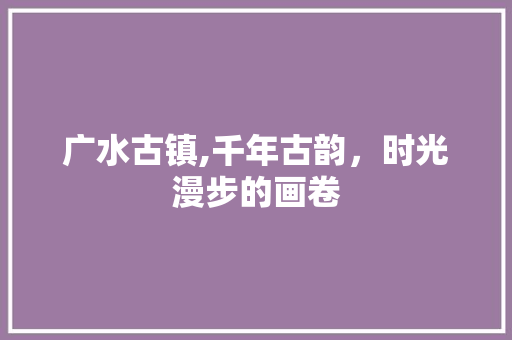 广水古镇,千年古韵，时光漫步的画卷