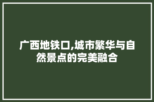 广西地铁口,城市繁华与自然景点的完美融合
