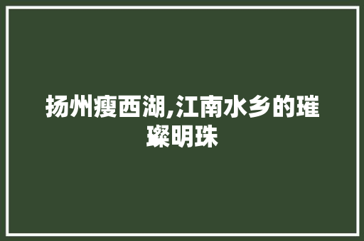 扬州瘦西湖,江南水乡的璀璨明珠  第1张