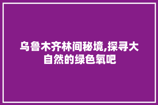 乌鲁木齐林间秘境,探寻大自然的绿色氧吧