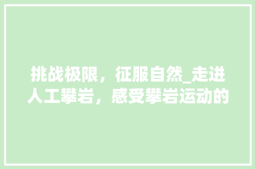 挑战极限，征服自然_走进人工攀岩，感受攀岩运动的魅力