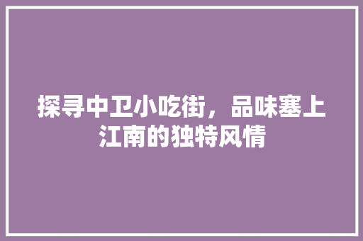 探寻中卫小吃街，品味塞上江南的独特风情