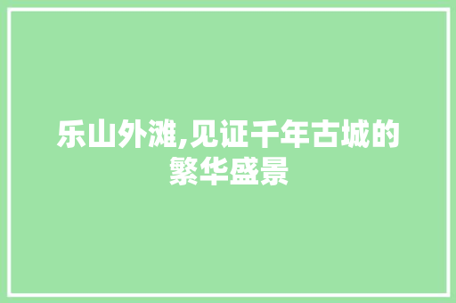 乐山外滩,见证千年古城的繁华盛景  第1张