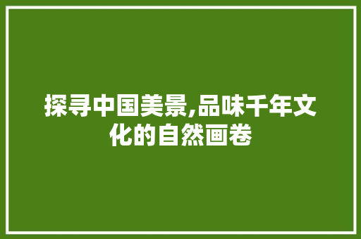 探寻中国美景,品味千年文化的自然画卷