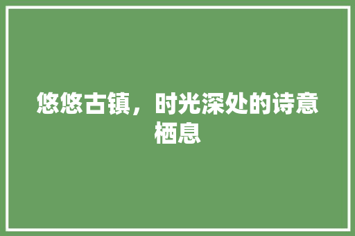 悠悠古镇，时光深处的诗意栖息
