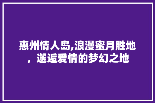 惠州情人岛,浪漫蜜月胜地，邂逅爱情的梦幻之地