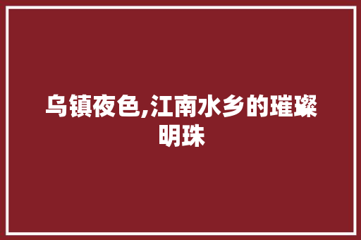 乌镇夜色,江南水乡的璀璨明珠  第1张