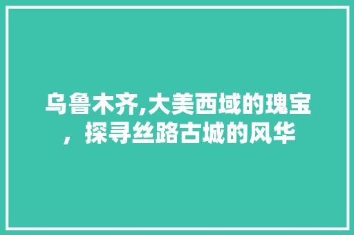 乌鲁木齐,大美西域的瑰宝，探寻丝路古城的风华  第1张