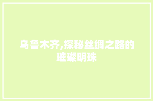 乌鲁木齐,探秘丝绸之路的璀璨明珠  第1张