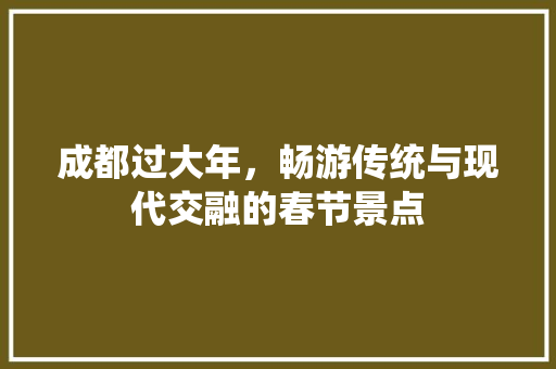 成都过大年，畅游传统与现代交融的春节景点