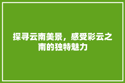 探寻云南美景，感受彩云之南的独特魅力