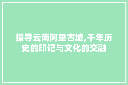 探寻云南阿里古城,千年历史的印记与文化的交融