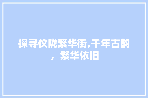 探寻仪陇繁华街,千年古韵，繁华依旧