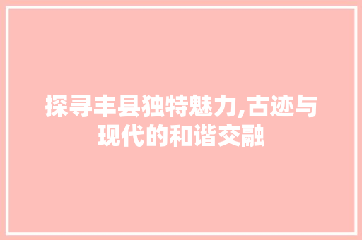 探寻丰县独特魅力,古迹与现代的和谐交融