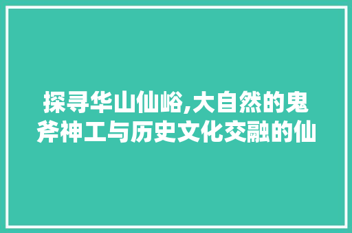 探寻华山仙峪,大自然的鬼斧神工与历史文化交融的仙境