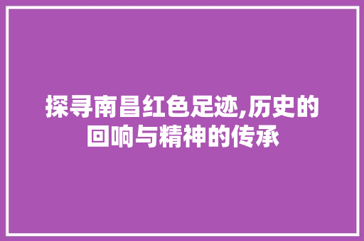 探寻南昌红色足迹,历史的回响与精神的传承