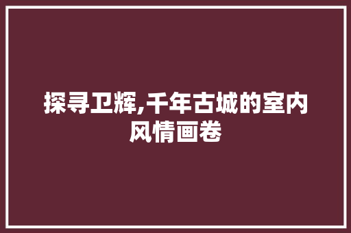 探寻卫辉,千年古城的室内风情画卷