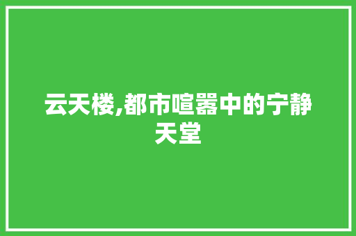 云天楼,都市喧嚣中的宁静天堂