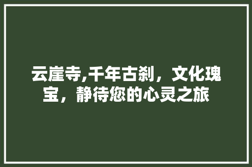 云崖寺,千年古刹，文化瑰宝，静待您的心灵之旅