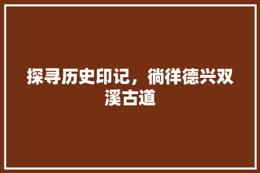 探寻历史印记，徜徉德兴双溪古道