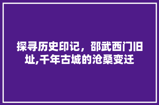 探寻历史印记，邵武西门旧址,千年古城的沧桑变迁