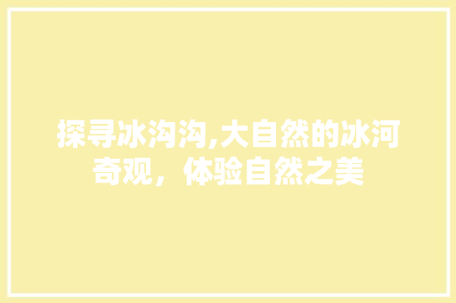 探寻冰沟沟,大自然的冰河奇观，体验自然之美