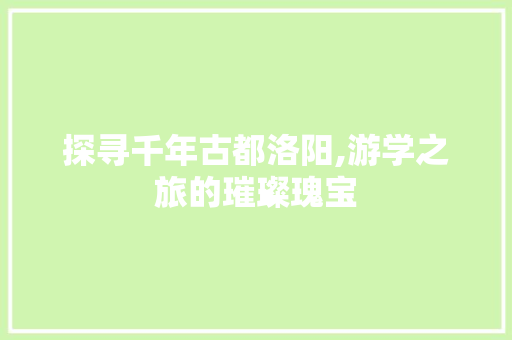 探寻千年古都洛阳,游学之旅的璀璨瑰宝