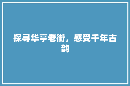 探寻华亭老街，感受千年古韵