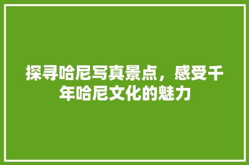 探寻哈尼写真景点，感受千年哈尼文化的魅力