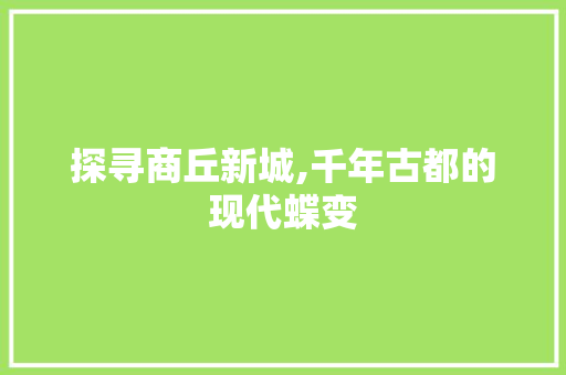 探寻商丘新城,千年古都的现代蝶变